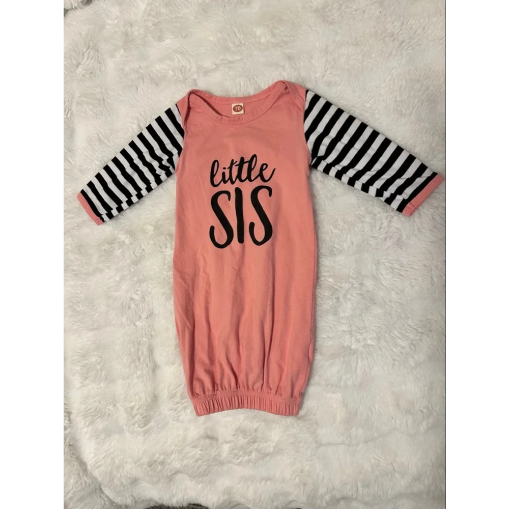 Baby Unbranded Sleepsack 3-6 Months Pink Black Striped Little Sis